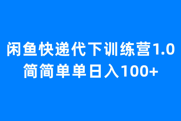 闲鱼快递代下训练营1.0,简简单单日入100+-狄威团队