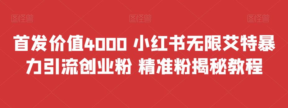 首发价值4000 小红书无限艾特暴力引流创业粉 精准粉揭秘教程-狄威团队