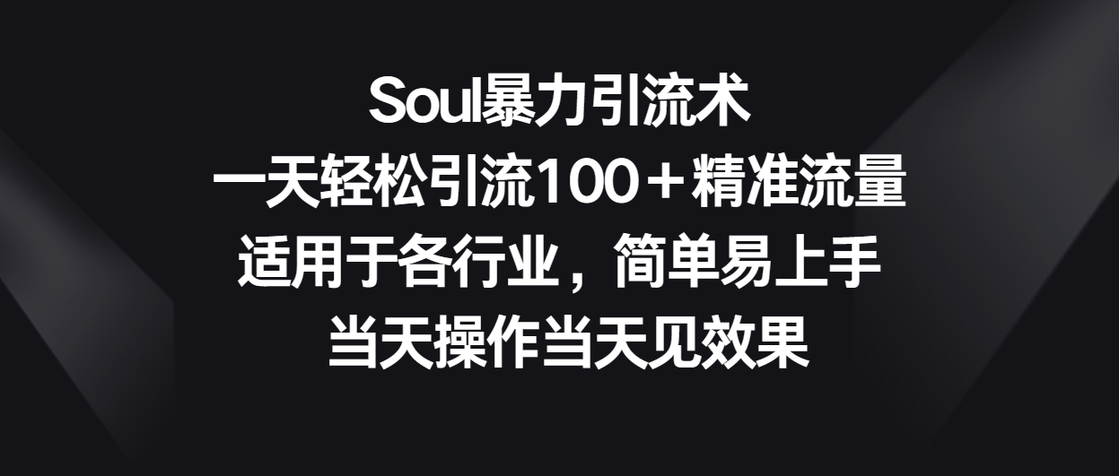 Soul暴力引流术，一天轻松引流100＋精准流量，适用于各行业，简单易上手！-狄威团队