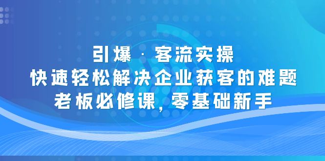 引爆·客流实操：快速轻松解决企业获客的难题，老板必修课，零基础新手-狄威团队