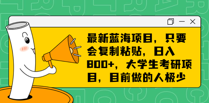 最新蓝海项目，只要会复制粘贴，日入800+，大学生考研项目，目前做的人极少-狄威团队