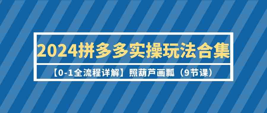 （9559期）2024拼多多实操玩法合集【0-1全流程详解】照葫芦画瓢（9节课）-狄威团队
