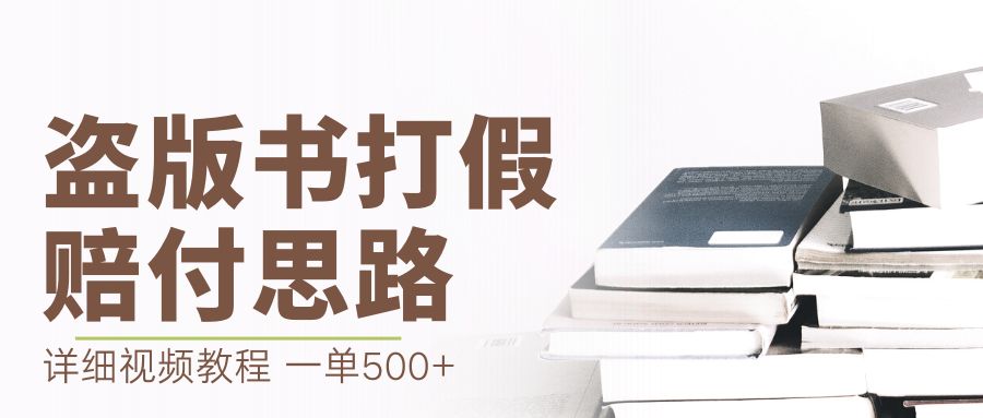 最新盗版书赔付打假项目，一单利润500+【详细玩法视频教程】-狄威团队