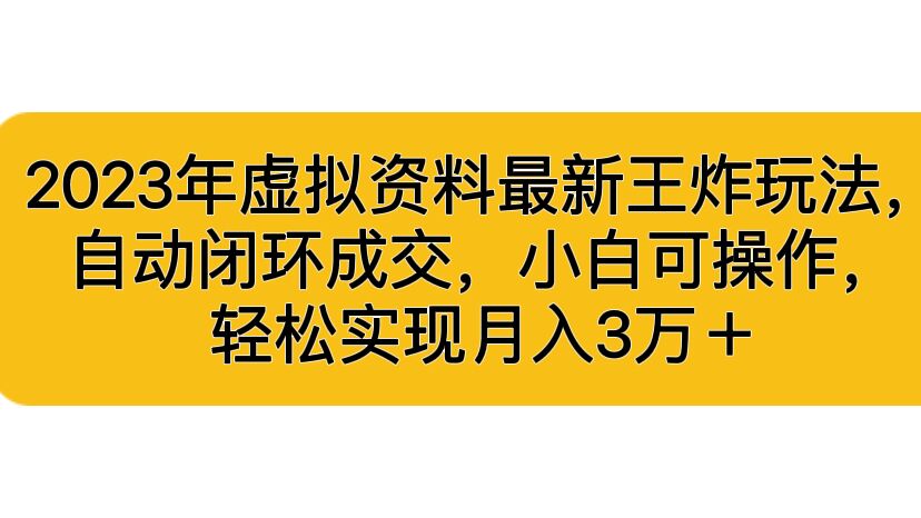 2023年虚拟资料最新王炸玩法，自动闭环成交，小白可操作，轻松实现月入3…-狄威团队