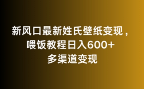 新风口最新姓氏壁纸变现，喂饭教程日入600+-狄威团队