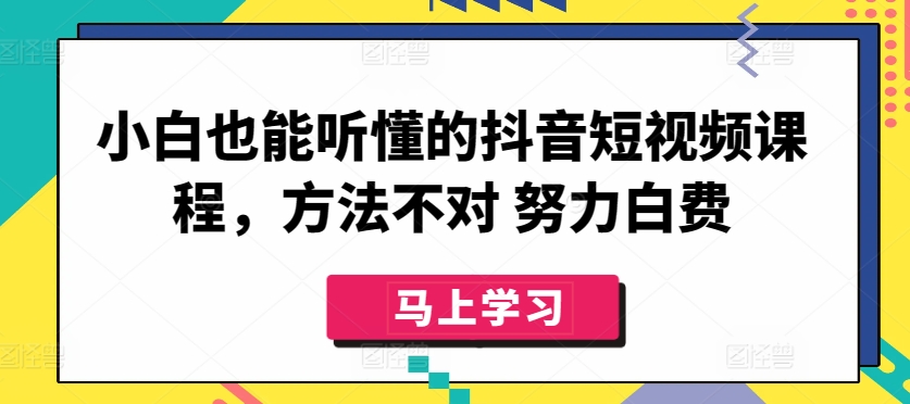小白也能听懂的抖音短视频课程，方法不对 努力白费-狄威团队