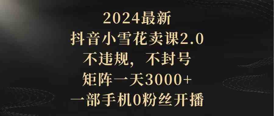 （9639期）2024最新抖音小雪花卖课2.0 不违规 不封号 矩阵一天3000+一部手机0粉丝开播-狄威团队