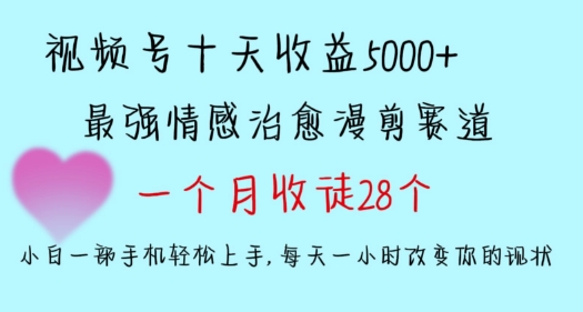 十天收益5000+，多平台捞金，视频号情感治愈漫剪，一个月收徒28个，小白一部手机轻松上手-狄威团队
