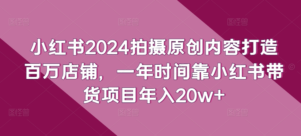小红书2024拍摄原创内容打造百万店铺，一年时间靠小红书带货项目年入20w+-狄威团队