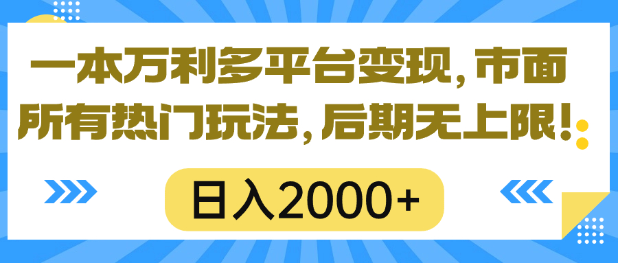 （10311期）一本万利多平台变现，市面所有热门玩法，日入2000+，后期无上限！-狄威团队