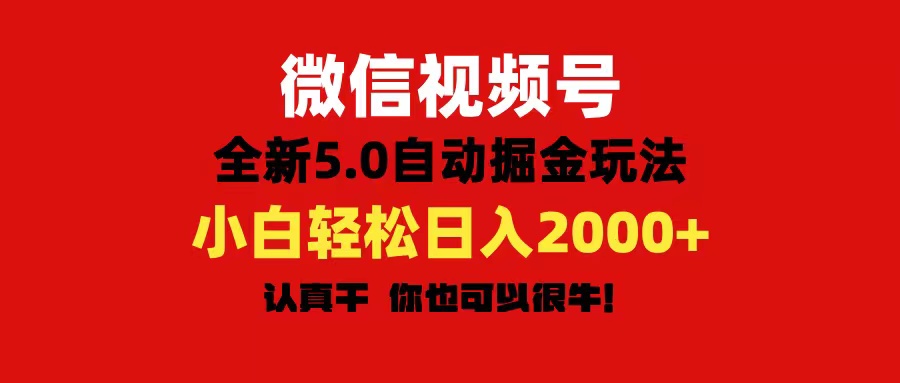 微信视频号变现，5.0全新自动掘金玩法，日入利润2000+有手就行-狄威团队