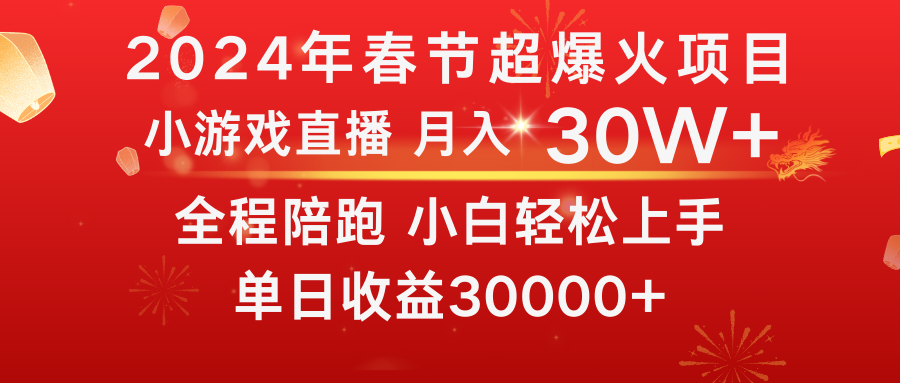 龙年2024过年期间，最爆火的项目 抓住机会 普通小白如何逆袭一个月收益30W+-狄威团队