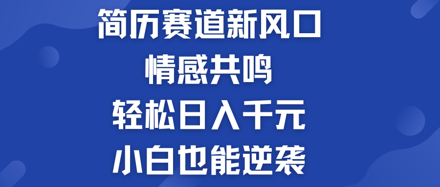 简历模板赛道的新风口  轻松日入千元  小白也能逆袭！-狄威团队