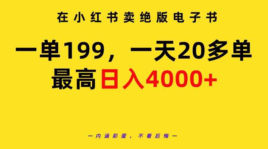 （9401期）在小红书卖绝版电子书，一单199 一天最多搞20多单，最高日入4000+教程+资料-狄威团队