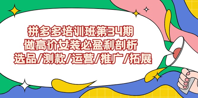 拼多多培训班第34期：做高价女装必盈利剖析 选品/测款/运营/推广/拓展-狄威团队