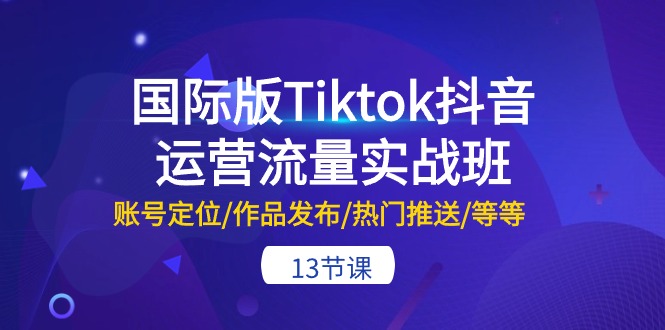 (10712期)国际版Tiktok抖音运营流量实战班:账号定位/作品发布/热门推送/等等-13节-狄威团队
