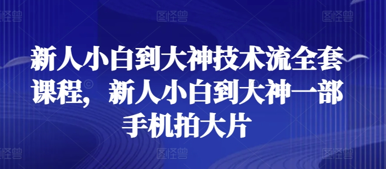 新人小白到大神技术流全套课程，新人小白到大神一部手机拍大片-狄威团队