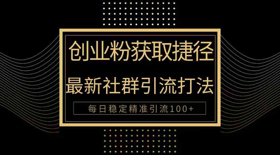 （10040期）创业粉捷径！最新被动引流方法大揭秘，实现每日100+精准引流-狄威团队