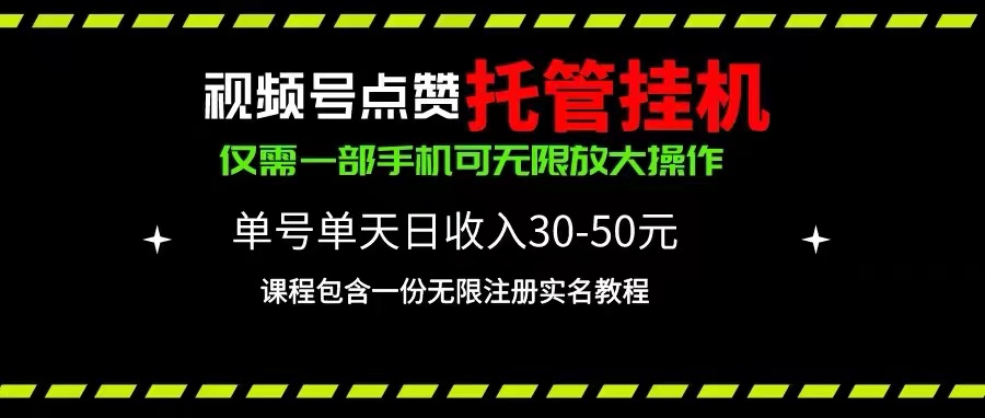 （10644期）视频号点赞托管挂机，单号单天利润30~50，一部手机无限放大（附带无限…-狄威团队
