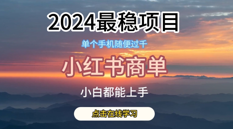 2024最稳蓝海项目，小红书商单项目，没有之一-狄威团队