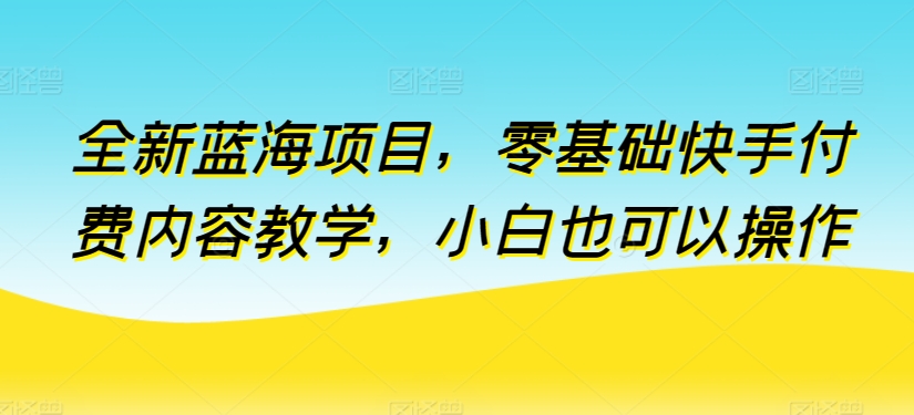 全新蓝海项目，零基础快手付费内容教学，小白也可以操作-狄威团队