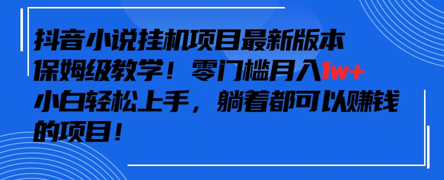 抖音最新小说挂机项目,保姆级教学,零成本月入1w+,小白轻松上手-狄威团队