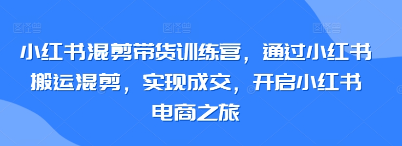 小红书混剪带货训练营，通过小红书搬运混剪，实现成交，开启小红书电商之旅-狄威团队