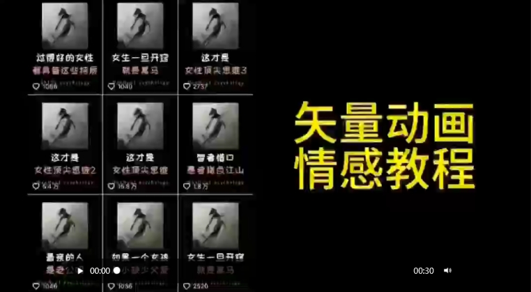 矢量动画情感教程：高点赞涨粉，适合情感、思维、创业教育等赛道-狄威团队