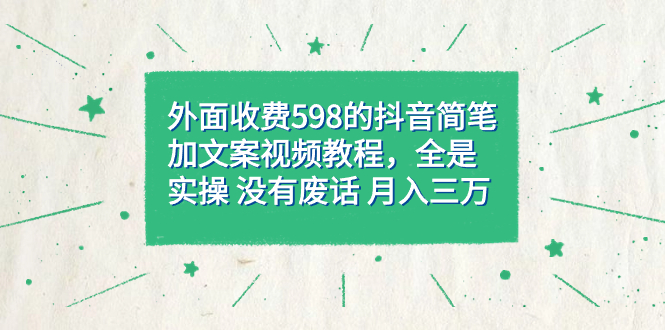 外面收费598抖音简笔加文案教程,全是实操 没有废话 月入三万(教程+资料)-狄威团队