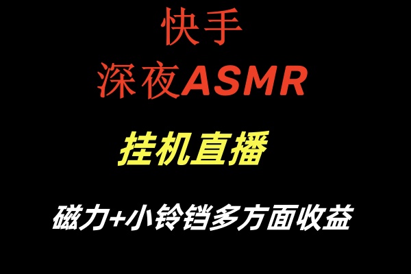 快手深夜ASMR挂机直播磁力+小铃铛多方面收益-狄威团队