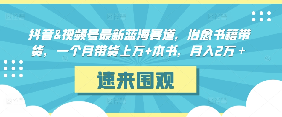 抖音&视频号最新蓝海赛道，治愈书籍带货，一个月带货上万+本书，月入2万＋-狄威团队