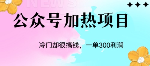 冷门公众号加热项目，一单利润300+-狄威团队