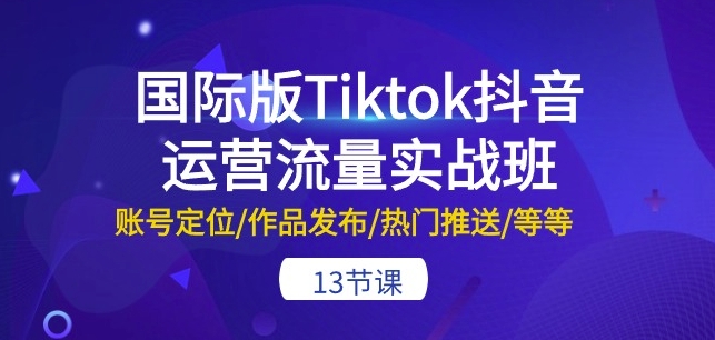 国际版Tiktok抖音运营流量实战班：账号定位/作品发布/热门推送/等等-13节-狄威团队