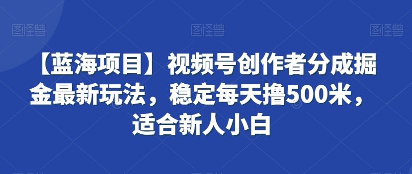 视频号创作者分成掘金最新玩法，稳定每天撸500米，适合新人小白-狄威团队