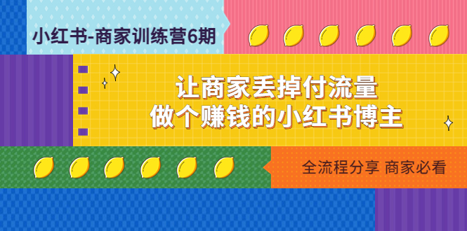 小红书-商家训练营12期：让商家丢掉付流量，做个赚钱的小红书博主-狄威团队