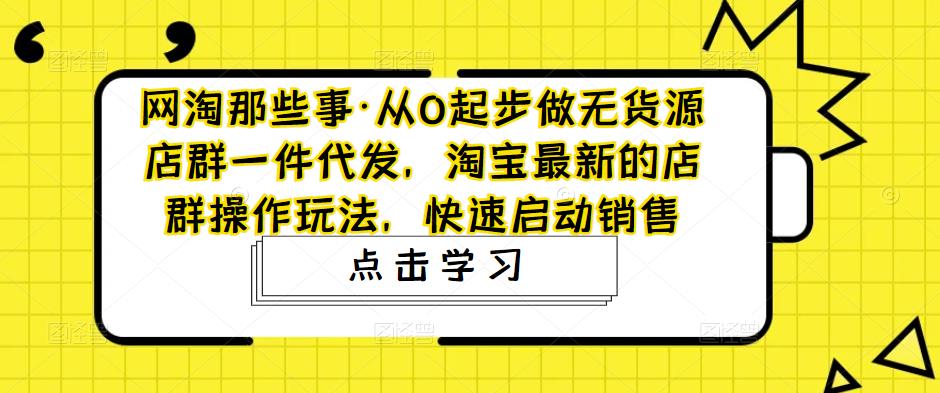 从0起步做无货源店群一件代发，淘宝最新的店群操作玩法，快速启动销售-狄威团队