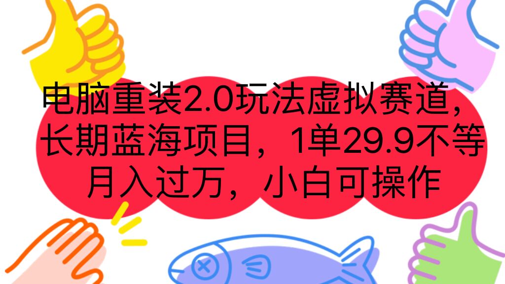 电脑重装2.0玩法虚拟赛道，长期蓝海项目 一单29.9不等 月入过万 小白可操作-狄威团队