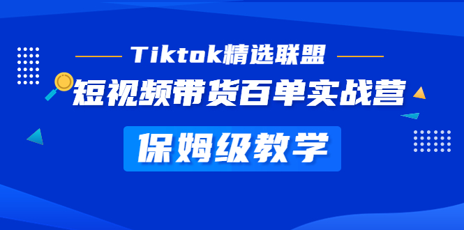 Tiktok精选联盟·短视频带货百单实战营 保姆级教学 快速成为Tiktok带货达人-狄威团队