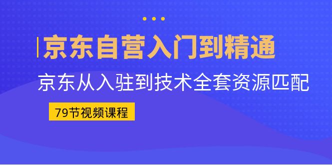 京东自营入门到精通:京东从入驻到技术全套资源匹配(79节课)-狄威团队