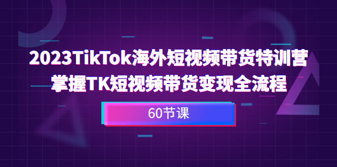 2023-TikTok海外短视频带货特训营，掌握TK短视频带货变现全流程（60节课）-狄威团队