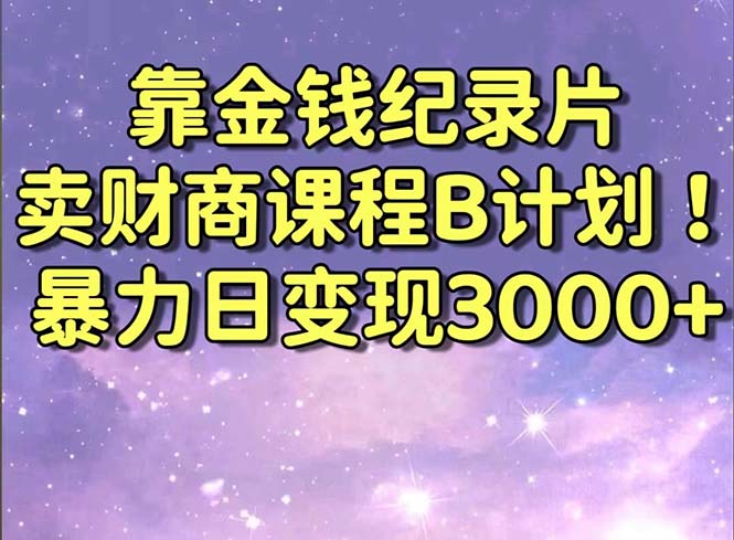 靠金钱纪录片卖财商课程B计划！暴力日变现3000+，喂饭式干货教程！-狄威团队