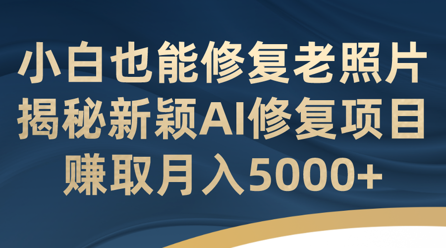 小白也能修复老照片！揭秘新颖AI修复项目，赚取月入5000+-狄威团队