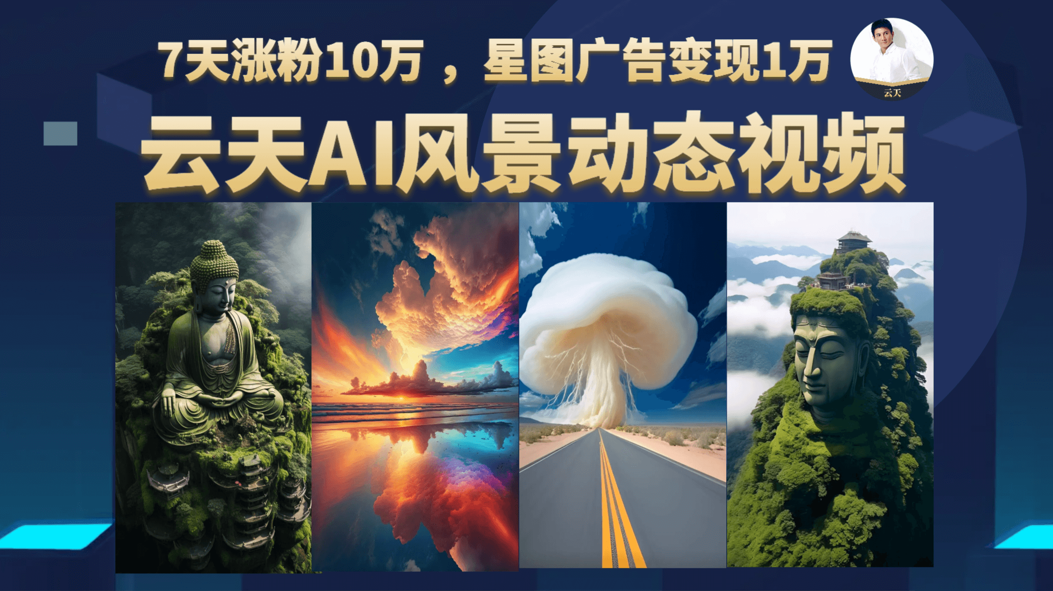 云天AI风景动图视频制作，7天涨粉10万 ，星图广告变现1万-狄威团队