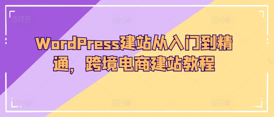 WordPress建站从入门到精通，跨境电商建站教程-狄威团队