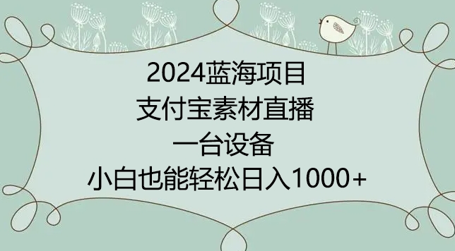 2024年蓝海项目，支付宝素材直播，无需出境，小白也能日入1000+ ，实操教程-狄威团队