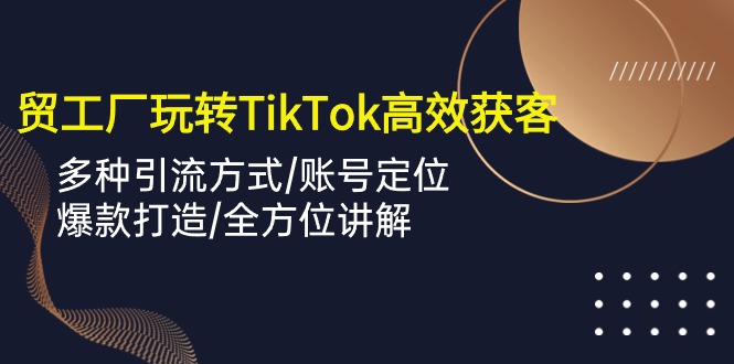 外贸工厂玩转TikTok高效获客，多种引流方式/账号定位/爆款打造/全方位讲解-狄威团队