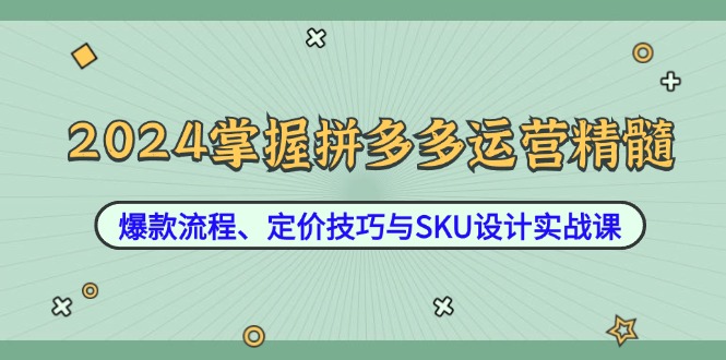 2024掌握拼多多运营精髓：爆款流程、定价技巧与SKU设计实战课-狄威团队