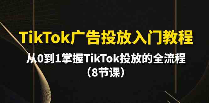 TikTok广告投放入门教程，从0到1掌握TikTok投放的全流程（8节课）-狄威团队
