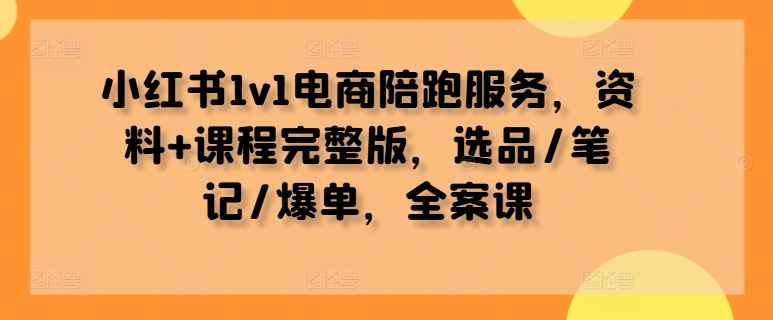 小红书1v1电商陪跑服务，资料+课程完整版，选品/笔记/爆单，全案课-狄威团队