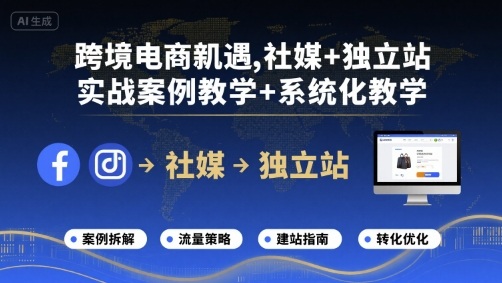 跨境电商新机遇，社媒+独立站，实战案例教学+系统化教学-狄威团队